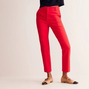 NWT BODEN Highgate Ponte Slim Ankle Trouser Pants in Hot Pepper Red 2 PETITE